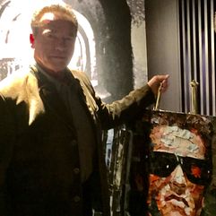 Arnold Schwarzenegger with The Terminator in metal mosaic