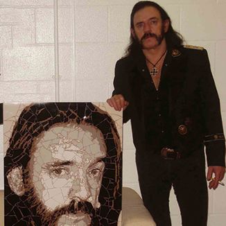 Lemmy from Motorhead with his ceramic portrait